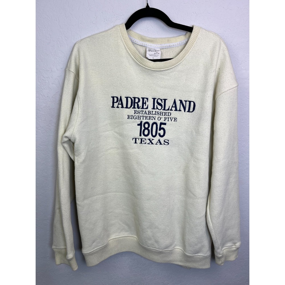 Embroidered 1805‎ Padre Island Texas Sweatshirt Sweater Size Large Pacific & Co